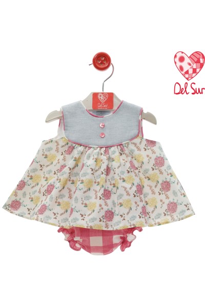 0071VER-24 Vestido y braguita bebé flores "Familia BOLONIA"