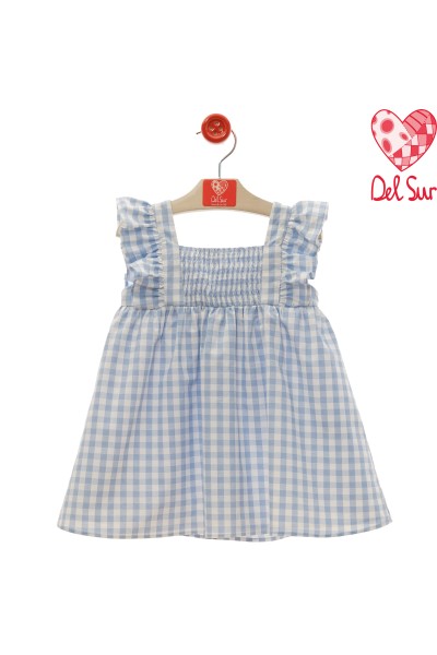 0560VER-24 VESTIDO INFANTIL CUADROS AZUL "Familia LEVANTE"