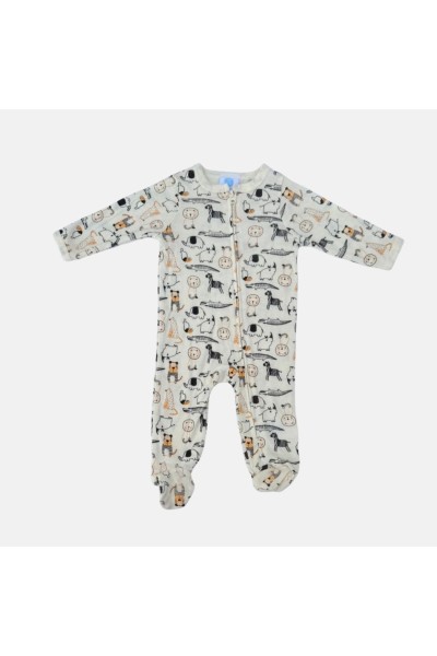 HS2303369 Pelele bebé manga larga animales beige
