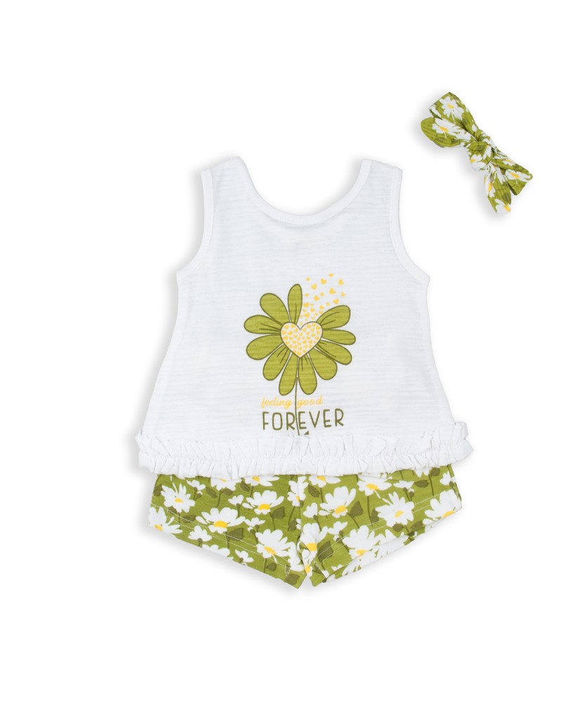 151021 CONJUNTO 2 PIEZAS+CINTA VERDE MARGARITA