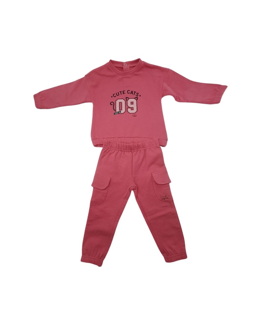 241013 CONJUNTO 2 PIEZAS FUCSIA 'CUTE CATS'-BABYBOL