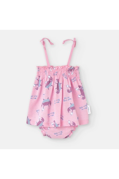 773-03 Conjunto bebé playero rosa cangrejos