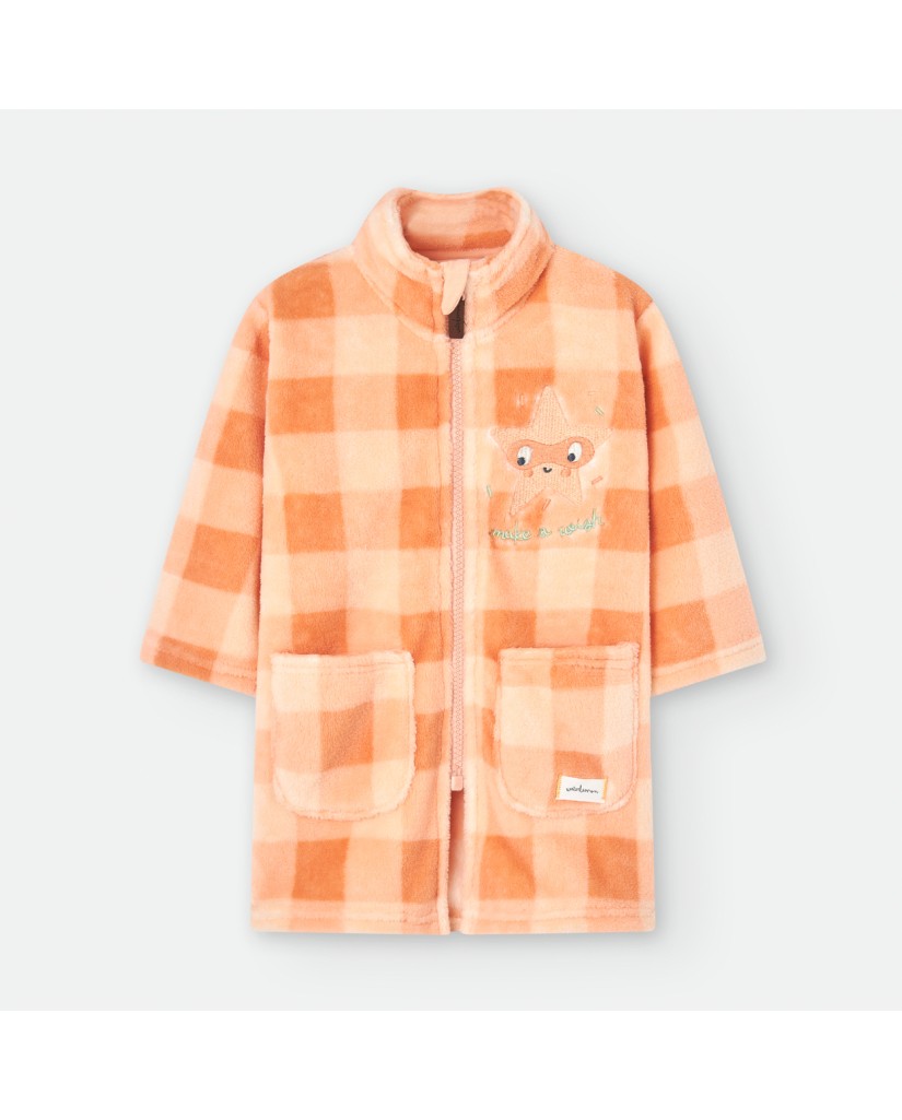 6315 BATA BEBE INFANTIL CUADROS NARANJA