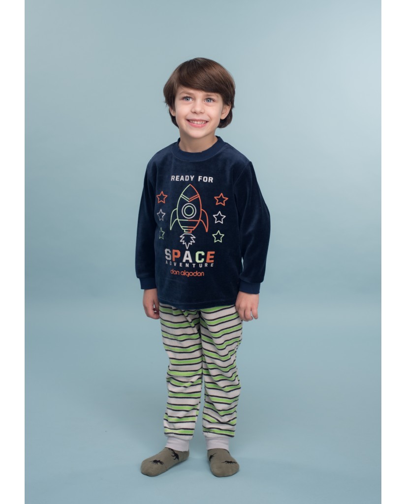 DA21108 Pijama infantil terciopelo niño Space- Don Algodón