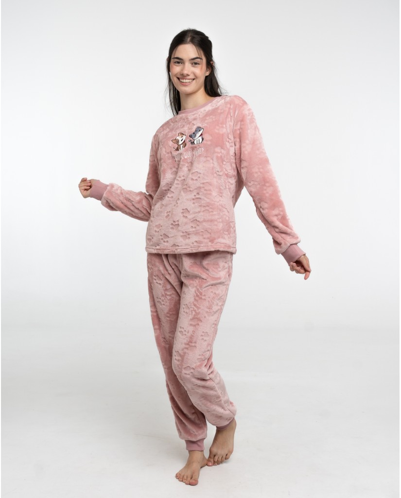 D645-24 Pijama coralina mujer MASCOTAS -40 Grados