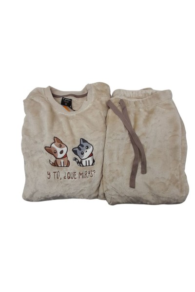 D645-24 Pijama coralina mujer MASCOTAS -40 Grados