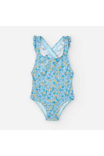 9010-06YLM BAÑADOR NIÑA AZUL FLORES