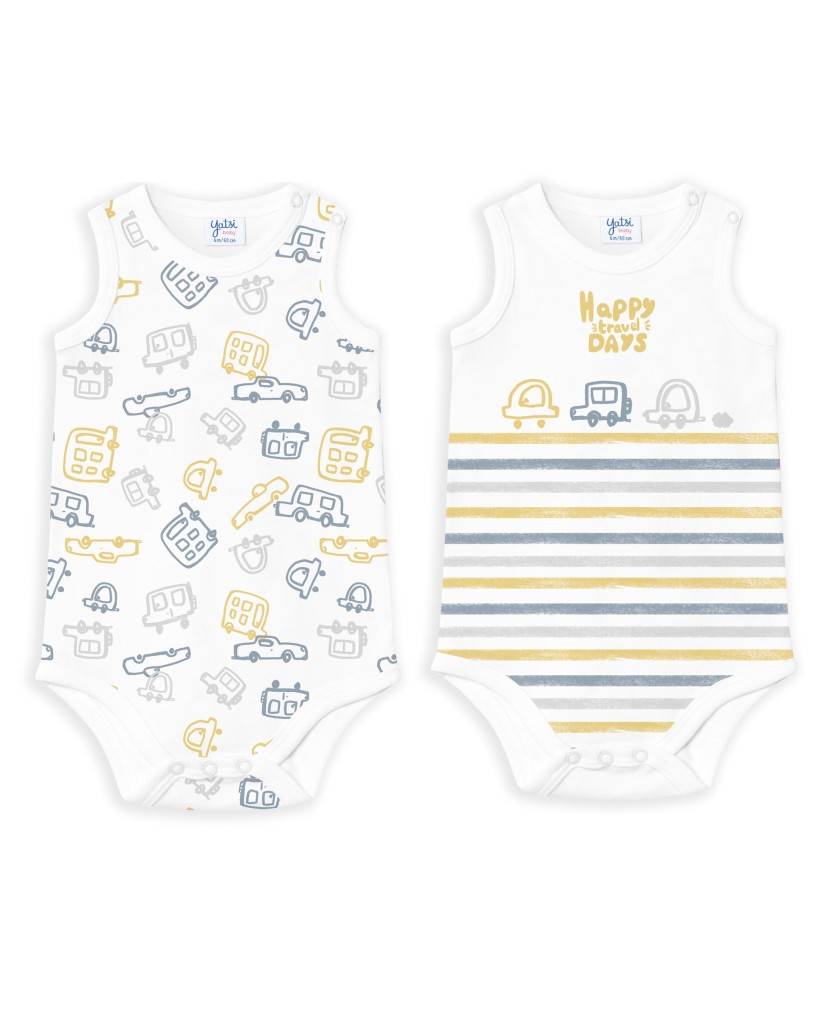 23110069 Pack dos bodys niño tirantes Happy Travel