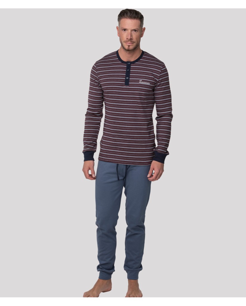 A0CHJ GRANATE PIJAMA HOMBRE ALGODÓN ABANDERADO