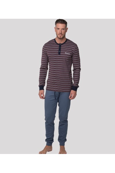 A0CHJ GRANATE PIJAMA HOMBRE ALGODÓN ABANDERADO