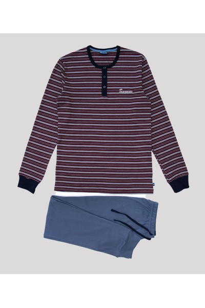 A0CHJ GRANATE PIJAMA HOMBRE ALGODÓN ABANDERADO