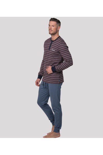 A0CHJ GRANATE PIJAMA HOMBRE ALGODÓN ABANDERADO
