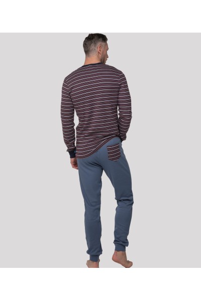 A0CHJ GRANATE PIJAMA HOMBRE ALGODÓN ABANDERADO