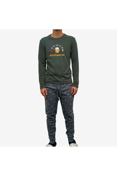 G317 PIJAMA HOMBRE ALGODÓN CERVEZA-Little Unicorn
