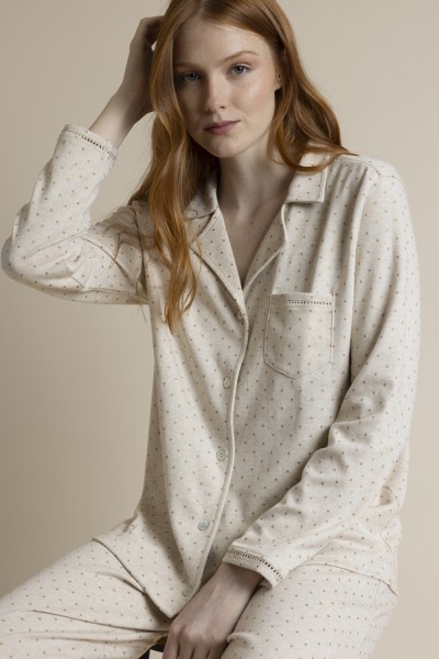 63637-0 PIJAMA MUJER ABIERTO ORGANIC DOTS Admas