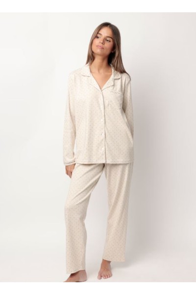 63637-0 PIJAMA MUJER ABIERTO ORGANIC DOTS Admas