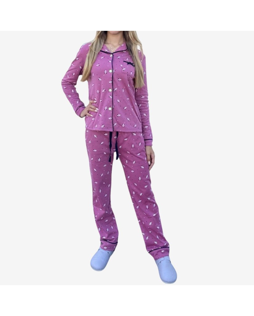 D833 PIJAMA ALGODÓN AFELPADO MUJER PERRITOS