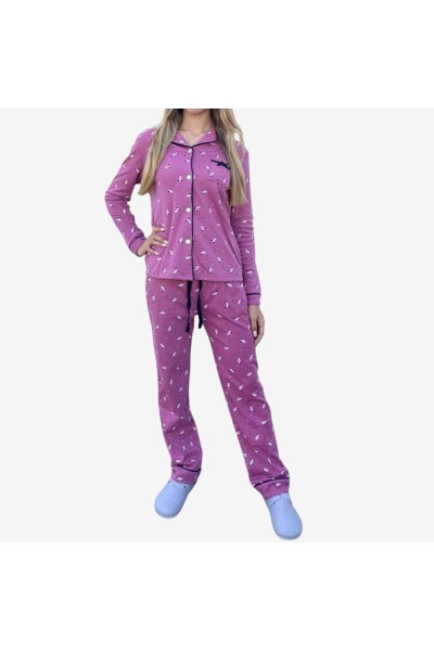 D833 PIJAMA ALGODÓN AFELPADO MUJER PERRITOS