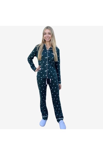 D833 PIJAMA ALGODÓN AFELPADO MUJER PERRITOS