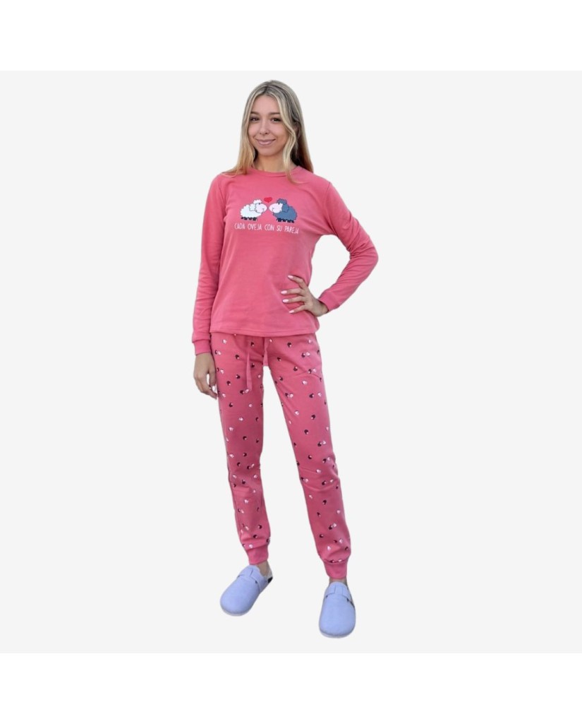 D831 PIJAMA ALGODÓN AFELPADO MUJER OVEJAS