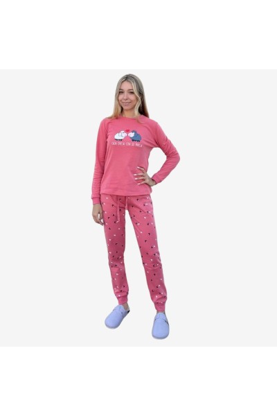 D831 PIJAMA ALGODÓN AFELPADO MUJER OVEJAS