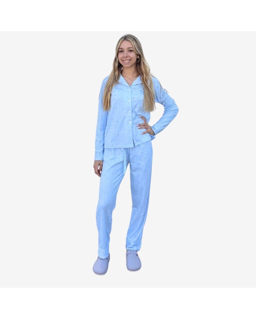 D839 PIJAMA ALGODÓN AFELPADO MUJER ESTRELLAS