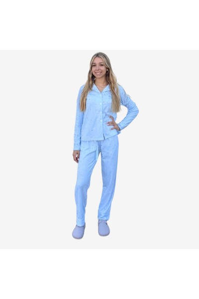 D839 PIJAMA ALGODÓN AFELPADO MUJER ESTRELLAS