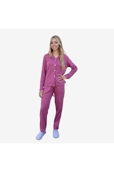 D839 PIJAMA ALGODÓN AFELPADO MUJER ESTRELLAS