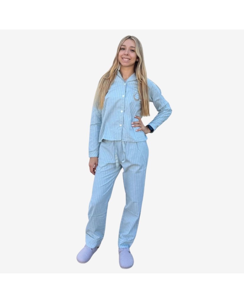 V805 PIJAMA VIELHA MUJER CAMISERO A RAYAS