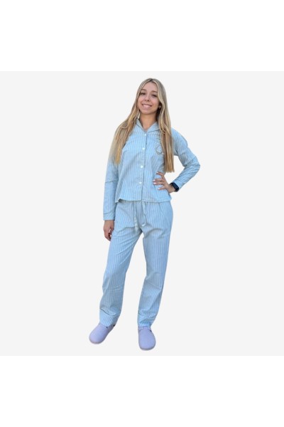 V805 PIJAMA VIELHA MUJER CAMISERO A RAYAS