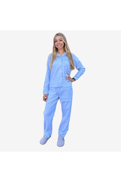V805 PIJAMA VIELHA MUJER CAMISERO A RAYAS