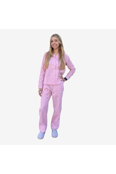 V805 PIJAMA VIELHA MUJER CAMISERO A RAYAS