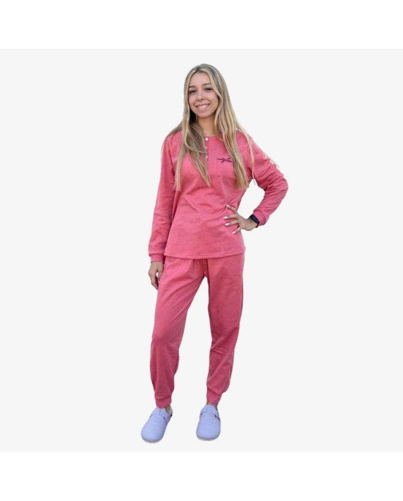 D339 PIJAMA ALGODÓN CURVY MUJER PUNTITOS