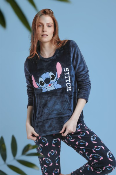 62676-0 PIJAMA MUJER CALENTITO STITCH FACES ADMAS