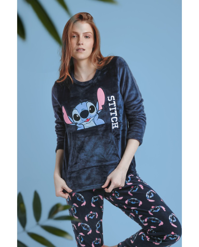 62676-0 PIJAMA MUJER CALENTITO STITCH FACES ADMAS