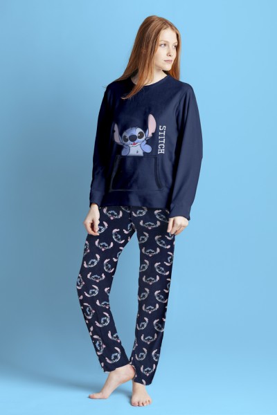 62676-0 PIJAMA MUJER CALENTITO STITCH FACES ADMAS