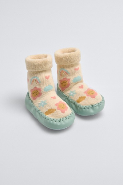 52882 CALCETÍN ZAPATILLA BEBÉ TÉRMICO 'Sweet Flowers'
