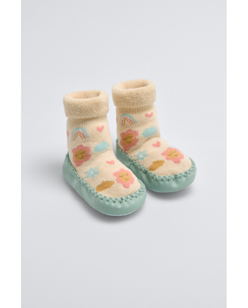 52882 CALCETÍN ZAPATILLA BEBÉ TÉRMICO 'Sweet Flowers'