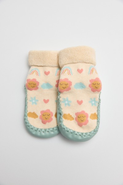 52882 CALCETÍN ZAPATILLA BEBÉ TÉRMICO 'Sweet Flowers'