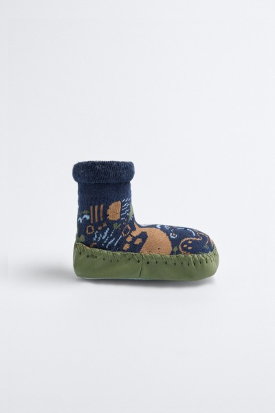 52880 CALCETÍN ZAPATILLA BEBÉ TÉRMICO ANTIDESLIZANTE-DINO