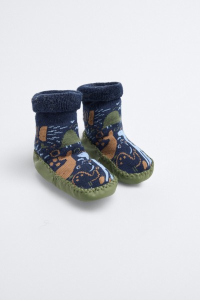 52880 CALCETÍN ZAPATILLA BEBÉ TÉRMICO ANTIDESLIZANTE-DINO