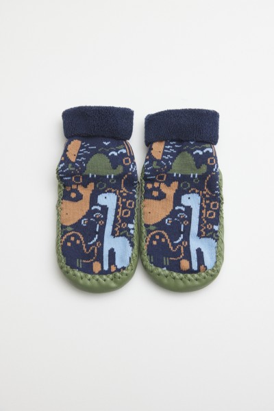 52880 CALCETÍN ZAPATILLA BEBÉ TÉRMICO ANTIDESLIZANTE-DINO