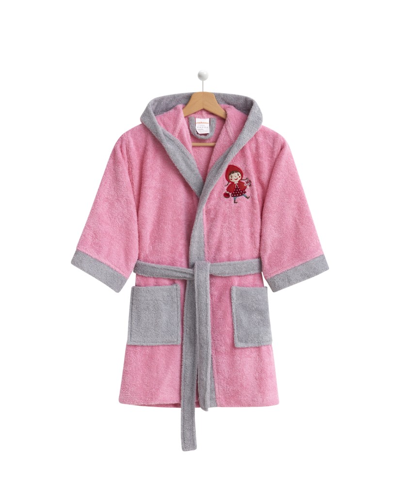 1017 ALBORNOZ INFANTIL CAPERUCITA ROSA/GRIS