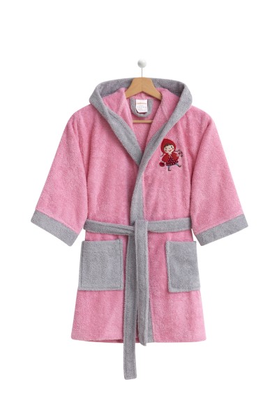1017 ALBORNOZ INFANTIL CAPERUCITA ROSA/GRIS