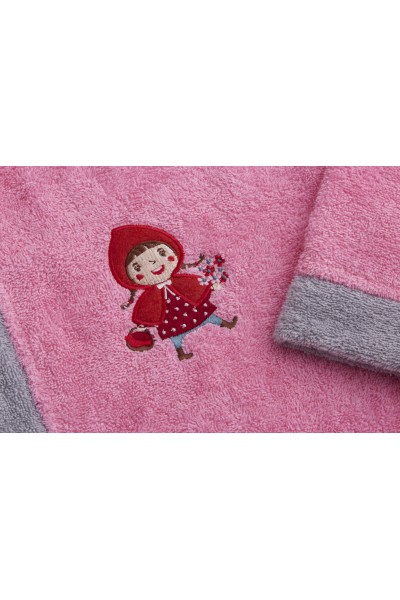 1017 ALBORNOZ INFANTIL CAPERUCITA ROSA/GRIS