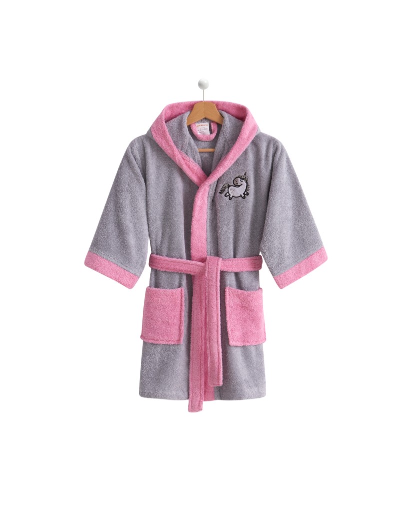 1015 ALBORNOZ INFANTIL UNICORNIO ROSA/GRIS