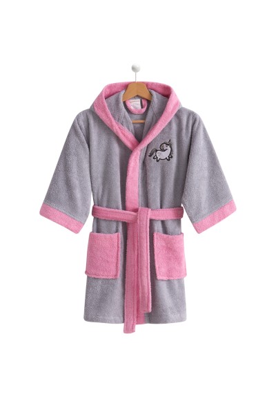 1015 ALBORNOZ INFANTIL UNICORNIO ROSA/GRIS