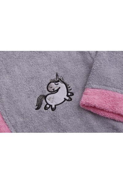 1015 ALBORNOZ INFANTIL UNICORNIO ROSA/GRIS