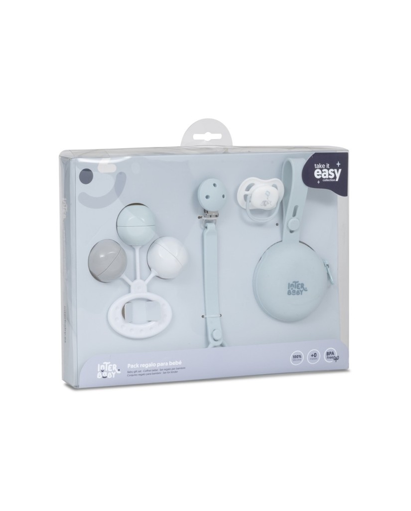 SET58 SET 4 PCS SILICONA CHUPETERO+PORTA+CHUPETE+SONAJERO