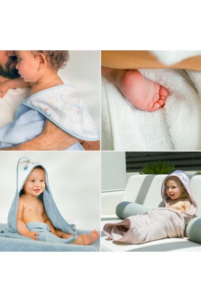 1260 CAPA BAÑO 1X1 MOD ESTAMPADO OSO LUNA ESTRELLAS+GORRO